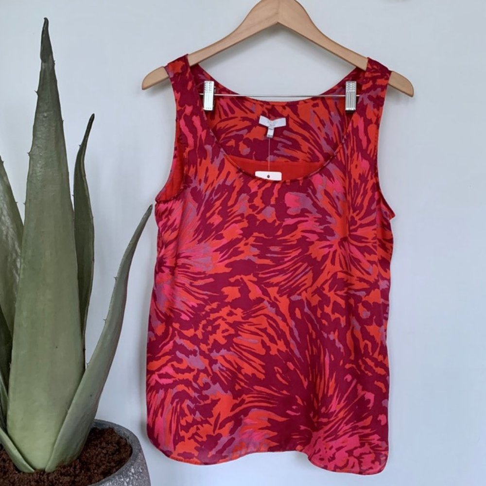 Adam Lippes Scoop Neck Tank Vermillion/Shocking Pink sz 12 NWT